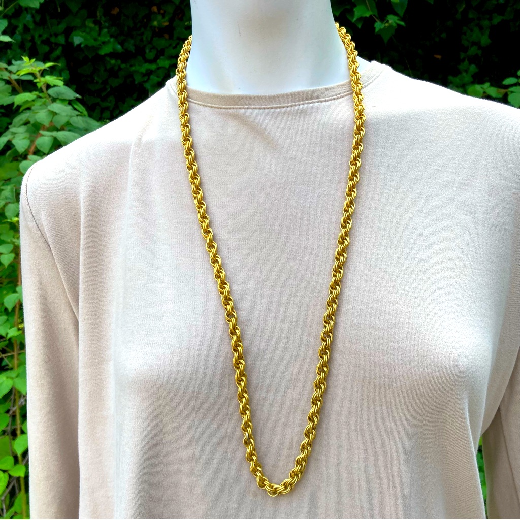 Vintage Double Link RopeEdge GoldPlated Chain 30 Unisex